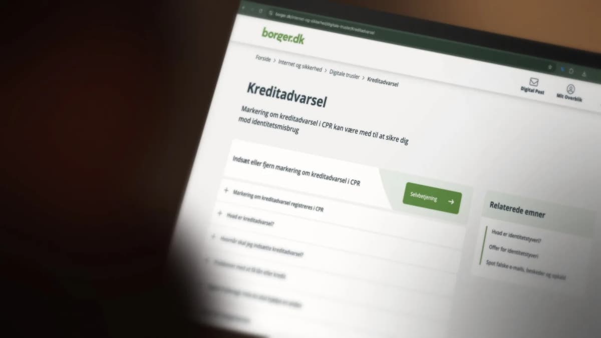 Borger der søger om kreditadvarsel på Borger.dk