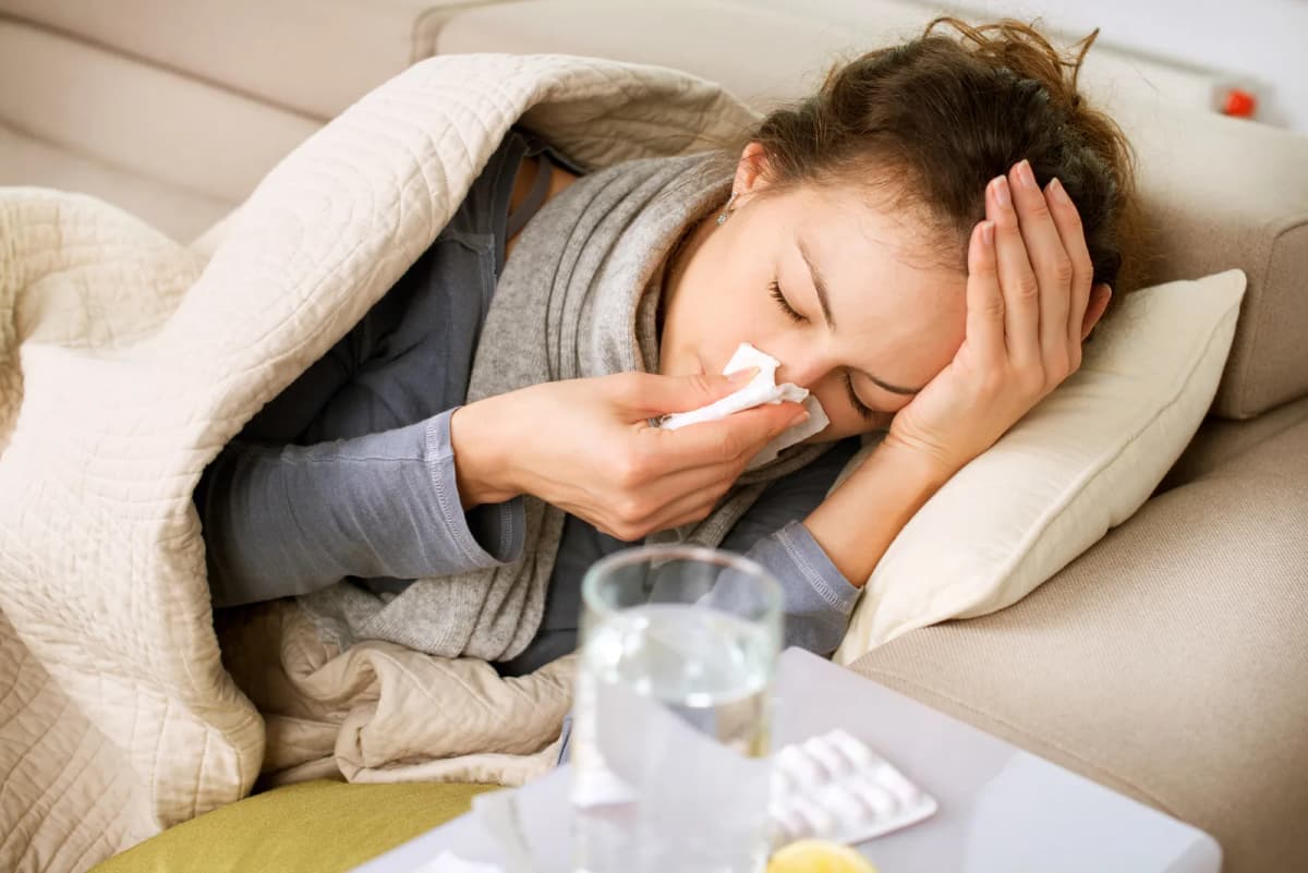 Influenza - kvinde der er syg
